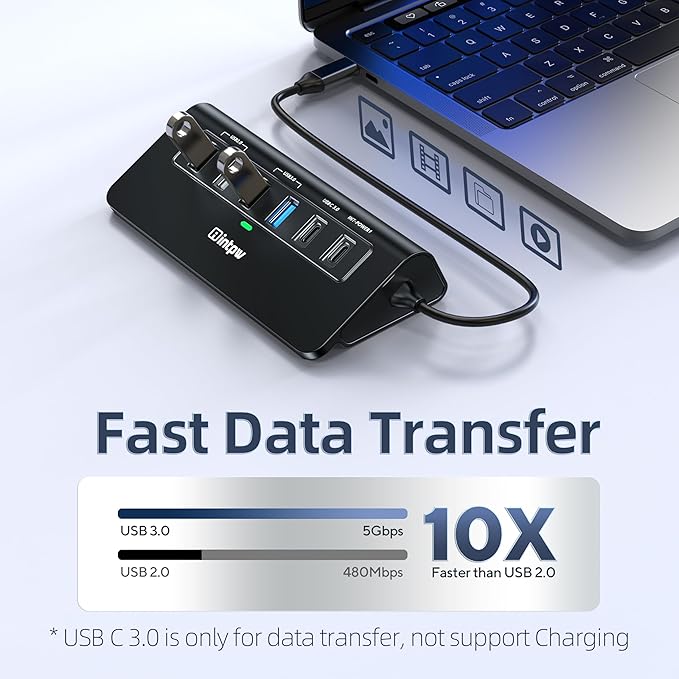 USB C Hub, intpw 9-in-1 USB Multiport Adapter with 4K HDMI, PD 100W, USB-C and 2 USB A 3.0 5Gbps, 2 USB A 2.0, SD/TF Slots for MacBook Pro/Air, iPad Pro, iPhone 15/16 Series
