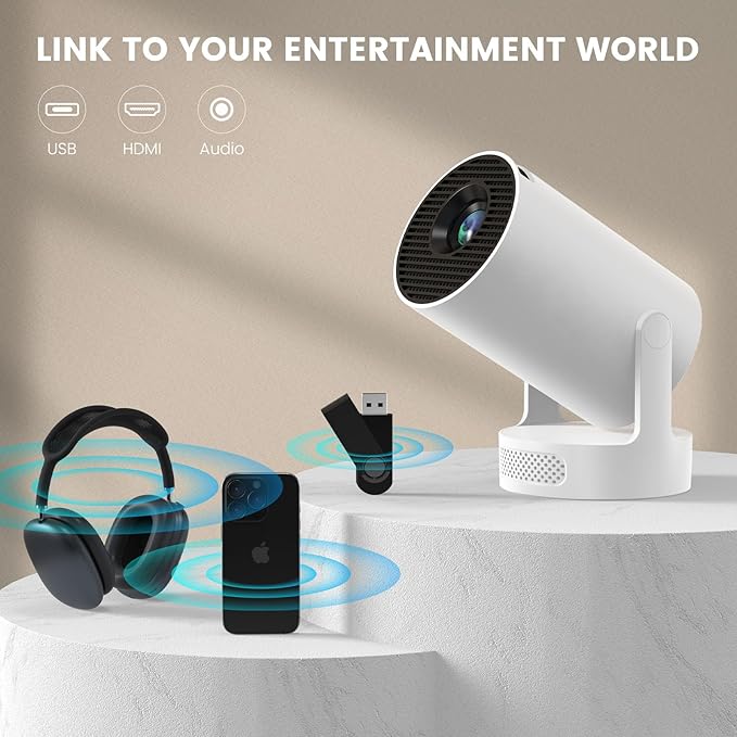 Mini Projector with WiFi and Bluetooth, Portable Projector Support Soundbase Speaker, 170 ANSI, Auto Vertical Keystone 180°Rotatable Portable Proyector for Home Bedroom Outdoor, HY300 ULTRA