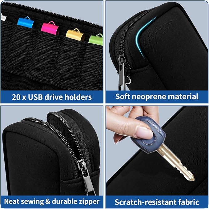 20 Slots USB Flash Drive Case with Labels, USB Storage Case Thumb Drive Holder case USB Organizer Storage Bag Electronic Accessories Organizer for USB Memory Stick