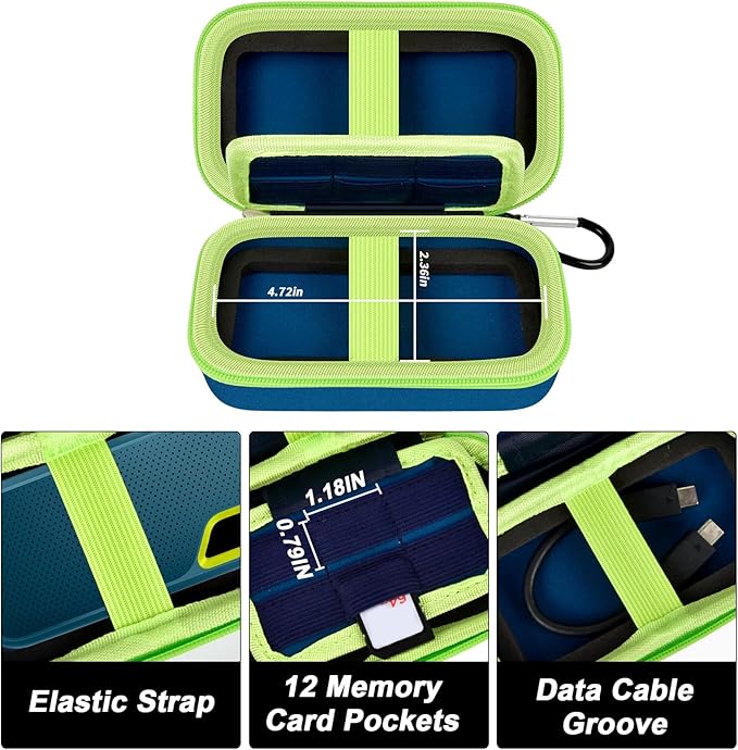 Case Compatible with SanDisk Extreme Pro/for SanDisk Portable SSD 1TB 2TB 4TB 500GB/ for Crucial X9 X10 Pro External Solid State Drive, Travel Storage Bag for 2 SSD and SD Card - Monterey (Box Only)