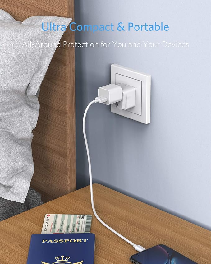 BESTEK India, South Africa Travel Plug Adapter, Grounded Universal Type D Plug Adapter India to US Adapter - Ultra Compact for India, Sudan, Pakistan and More, 3 Pack