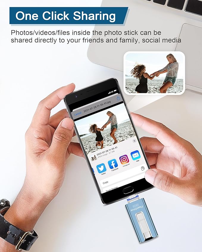 USB Flash Drive 512GB, Photo Stick Memory External Data Storage Thumb Drive Compatible for Phone, Pad, Android, PC and More Devices (Blue)