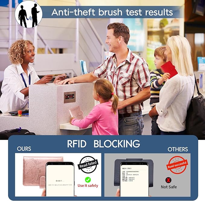 Passport Holder and Card Slot Combo RFID Blocking Leather Family Travel Passport Wallet Travel Accessories for Men Women US Passport Cover (Travel Coffee color)