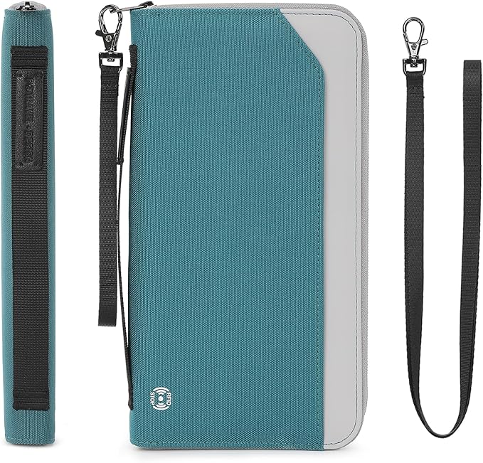 Travel Passport Holder for Family - RFID Large Travel Passport Wallet with Airtag & Card Holder Women Men, Lightweight Passport Cover Case Book Travel Document Organizer with Zipper Pocket,Coral Blue