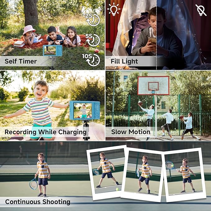 Digital Camera,4K Vlogging Camera for YouTube Autofocus 44MP FHD Camera,16X Digital Zoom Cheap Point and Shoot Digital Camera with 64GB Card for Kids Boys Girls Teens Adult Beginners,2 Batteries(Blue)