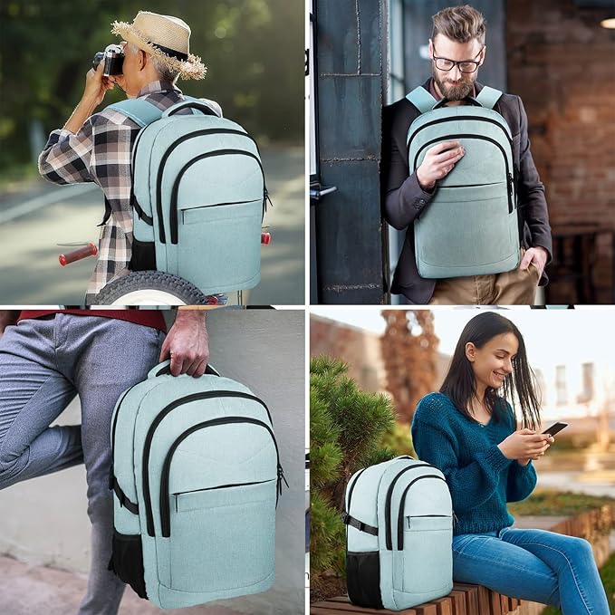 Lapsouno Extra Large Backpack, Travel Laptop Backpack, Carry on Backpack, Sturdy 17 Inch TSA Friendly with USB Port, Water Resistant College School Computer Bag Gifts for Men Women, Lake Green