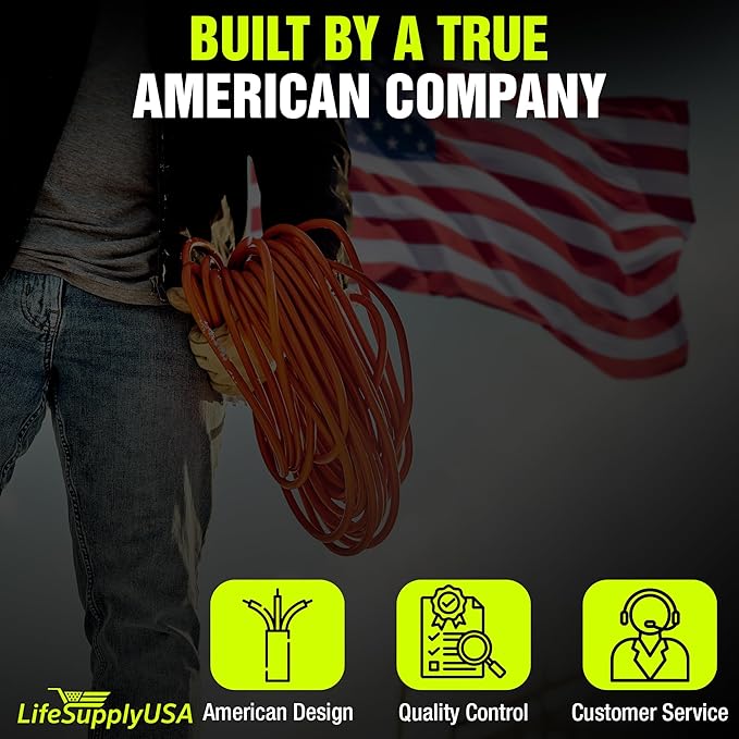 100ft Outdoor/Indoor Extension Cord 10/3 Gauge Ultra Heavy Duty 3 Prong SJTW, Waterproof, Flexible Cold-Resistant Long Power Cord,15A 125V 1875W, Green by LifeSupplyUSA
