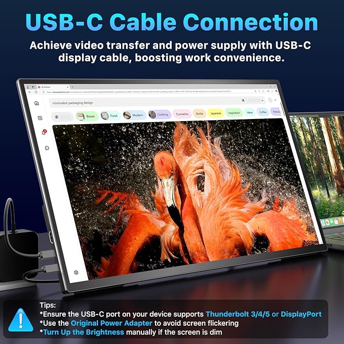 Portable Monitor 21.5" FHD 110% sRGB 120Hz IPS HDR HDMI USB-C Travel Monitor for Laptop MacBook PC Surface PS5 Xbox, Large External Display with Kickstand & Speakers, VESA Compatible