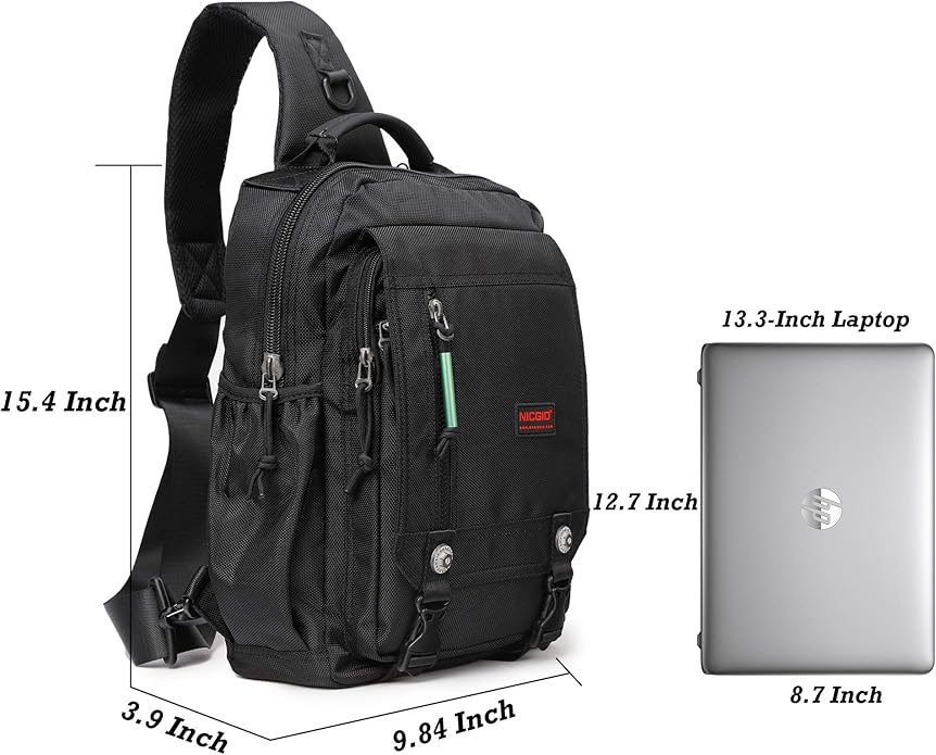 NICGID Sling Bags Chest Shoulder Backpacks, 12.5'' 13.3'' 14.1'' 15.6''Laptop Backpack Crossbody Messenger Bag Travel Outdoor