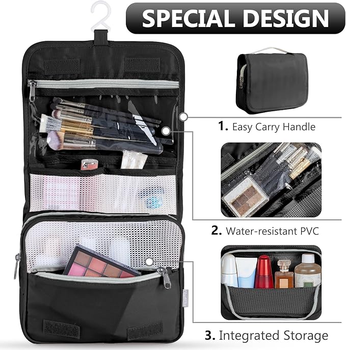 8 Set Packing Cubes for Travel, Gifts for Men,Anti-Tearing Suitcase Organizer for Luggage with Shoe & Hanging Toiletry Bag, OlarHike Vacation Accessories for Cruise, Travel Essentials for Men, Black