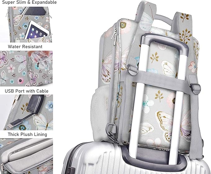 ZINZ Slim & Expandable Laptop Backpack 15 15.6 16 Inch Sleeve with USB Port, Spill-Resistant Notebooks Bag Case for Most 14-16 Inch MacBooks Surface-Books Dell HP Lenovo Asus Computers,P01A01