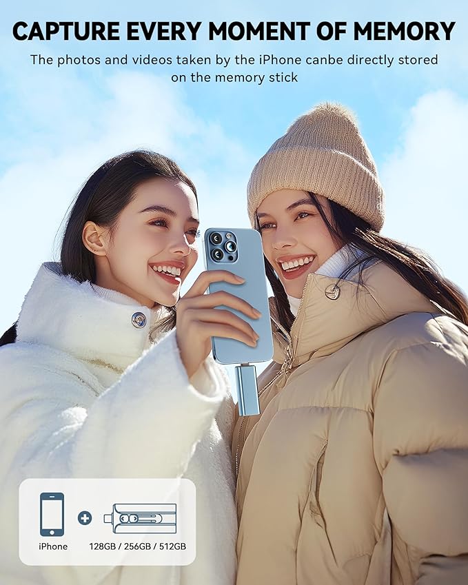 MFi Certified Flash Drive 512GB for iPhone Thumb Drive Photo Stick, High Speed USB Memory Stick iPhone Flash Drive for Photos Videos, External Storage Jump Drive for iPhone/iPad/Android/PC (Blue)