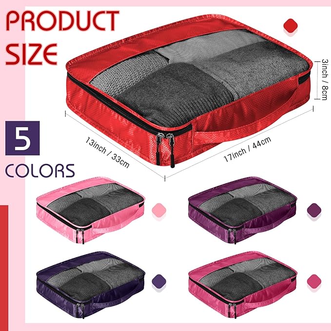 5 Pcs Packing Cubes for Suitcase Large Travel Cubes Carry on Luggage Organizer Bags for Clothes Accessories(L,Purple)