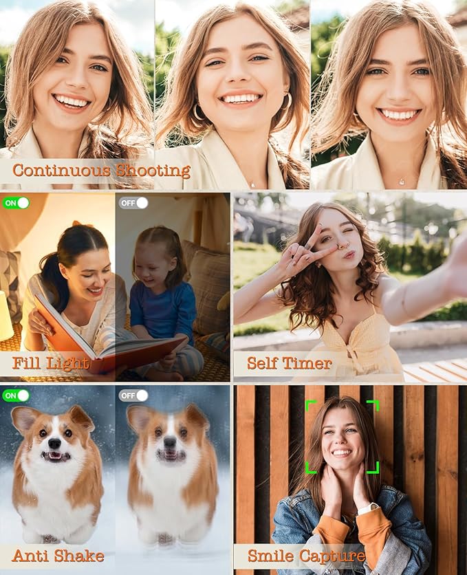 Digital Camera, 4K Vlogging Camera for YouTube Autofocus Cameras for Photography with 16X Digital Zoom, 48MP Compact Point and Shoot Digital Camera for Teens Adult with 32GB SD Card, 2 Batteries-Black