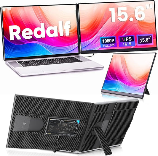 Redalf Laptop Screen Extender, 15.6" FHD 1080P Portable Monitor for Laptop, Detachable and Plug-Play Travel Monitor for 13-17.3" Laptops,Compatible for Mac/Wins/Dex/Chrome