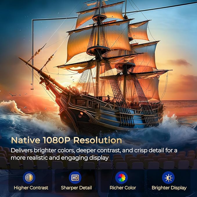 Native 1080P Mini Projector with 4K Support, Auto Focus & Keystone Proyector, Android 11 Smart WiFi 6 Bluetooth 5.4, Portable Outdoor Movie Projectir for iPhone/Netflix/Camping, Home Theater Gift