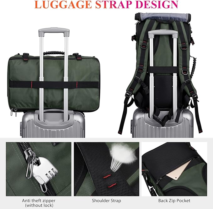 WITZMAN Carry On Travel Backpack for Men Duffle Bags Fit 17 Inch Laptop Airline Approved Laptop Backpack(B685 Army Green)