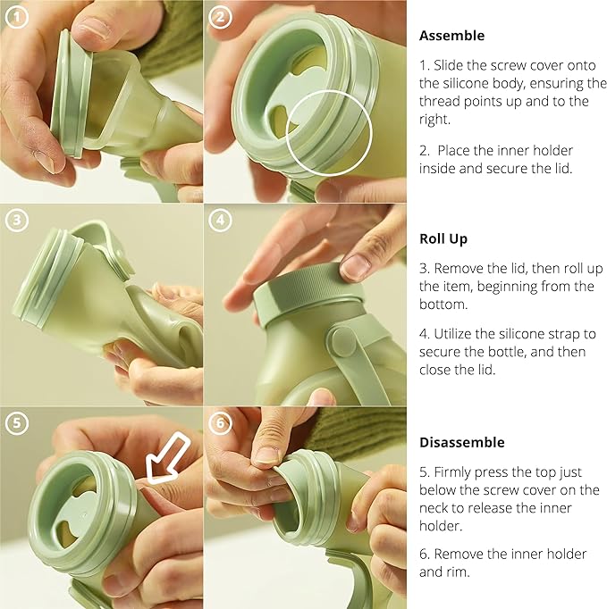 BLUE GINKGO Collapsible Water Bottle – Lightweight, Foldable Silicone Bottle for Travel, Hiking, and Camping (16.9oz, Made in Korea, Rose Pink)