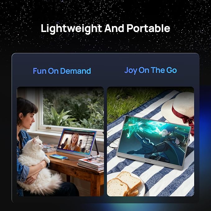 ARZOPA 17.3" Portable Monitor Gray, 1080P FHD 103% sRGB IPS Gaming Monitor Laptop Monitor with Built-in Kickstand HDMI USB C External Screen for PC Mac Phone Xbox PS5 - Z1C Plus