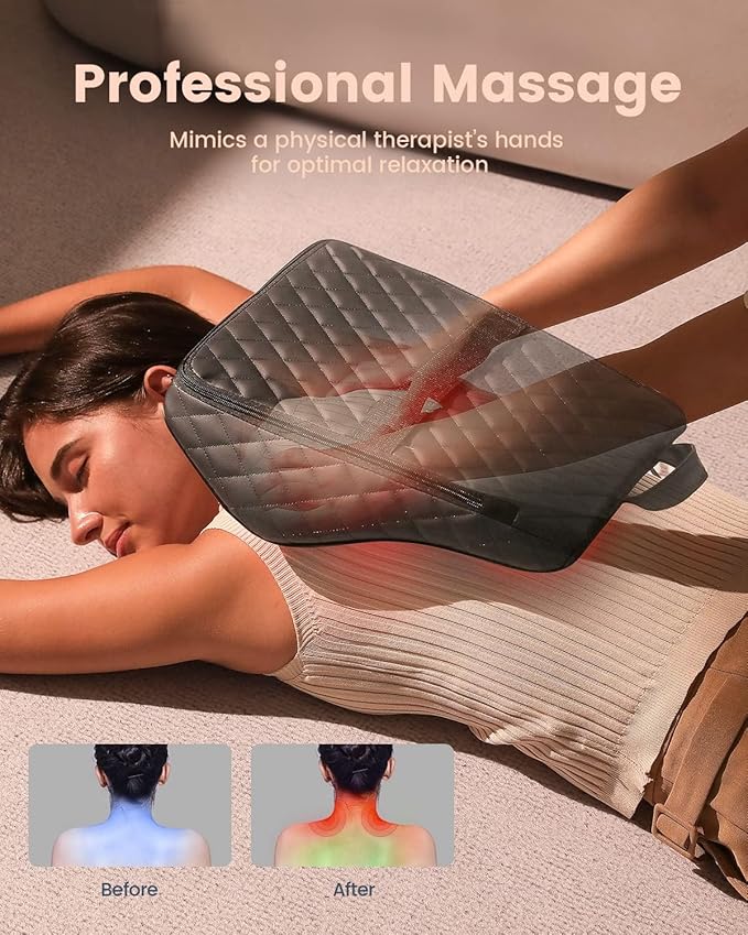 Back Massager with Heat, 3D Deep Tissue Kneading Shiatsu Neck and Back Massager for Back Pain, Massagers for Neck Shoulder Leg Foot, Full Body Muscle Pain Relief at Home, Car, Office