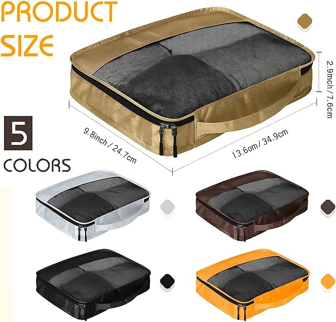 5 Pcs Packing Cubes for Suitcase Large Travel Cubes Carry on Luggage Organizer Bags for Clothes Accessories(S,Apricot)