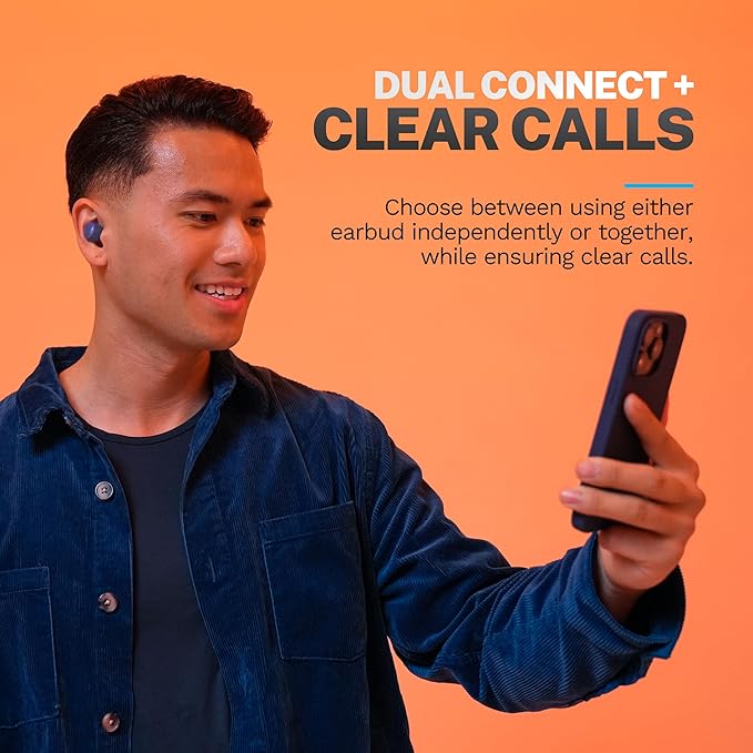 JLab Go Air Pop+ True Wireless Earbuds, in Ear Headphones, Bluetooth Earphones, 35H Playtime Ear Buds, Bluetooth Earbuds with Microphone, USB-C Charging Case, Dual Connect, EQ3 Sound, Navy Blue