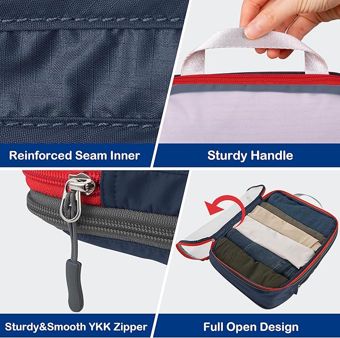 Cipway Mesh Compression Packing Cubes, Ultralight See Through Luggage Organizer Bags, Travel Essentials for Carry on Suitcase（3 Pcs,Blue）