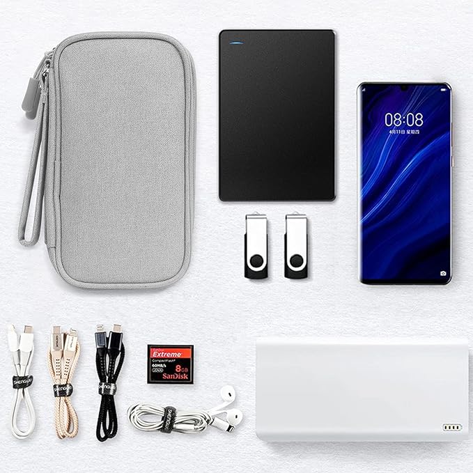 Skycase Big Capacity Pencil Case - Waterproof Travel Cord Pouches for Organization, Pencil Bag Wide Opening, All-in-One Double Layers Storage Bag for Accessories, Pen, Charger, Cable, Grey-1