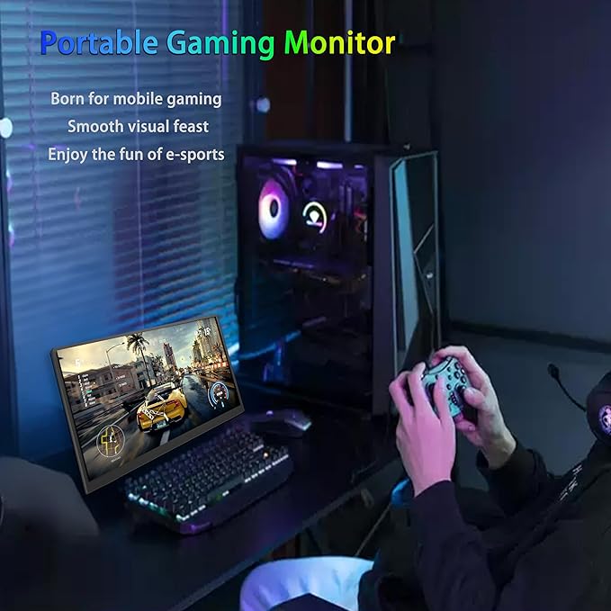 16inch 2.5K 144Hz Portable Gaming Monitor, 2560x1600 Ultra Slim HDR IPS Portable Monitor with Type-C HDMI, Built-in Stand Speakers External Second Screen for Laptop Mac PC Phone PS4/5 Xbox Switch
