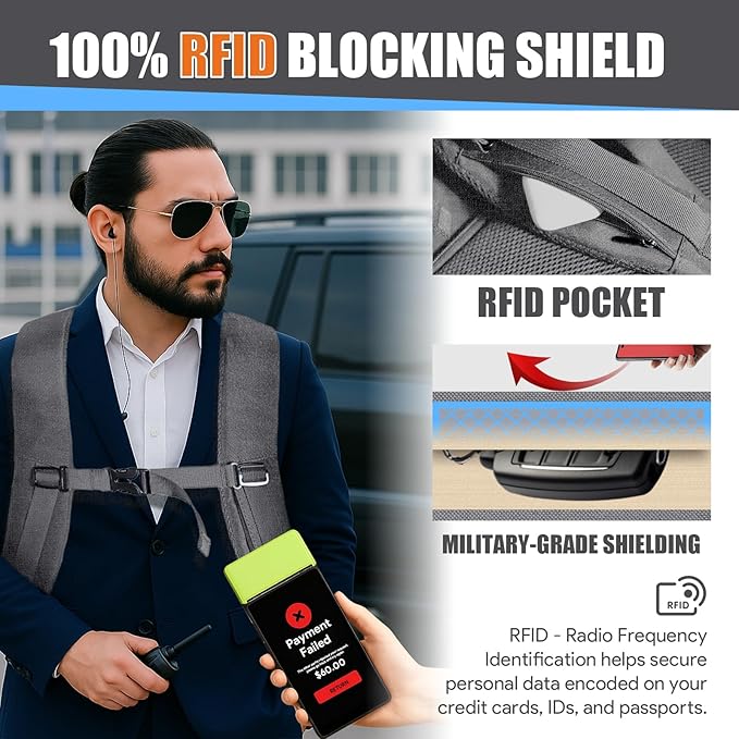 Carry On Backpack, 55L Travel Laptop Backpack, Anti-Theft TSA Flight Approved Large Laptop Bag, Sturdy 18.4 Inch Lightweight Expandable 50L - 60L Water Resistant Business Bag for Men, Grey