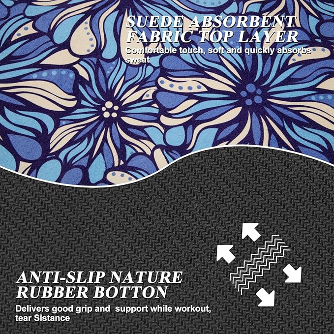 Travel Foldable Suede Yoga Mat, Tear-resistant Non-Slip Fitness Mat, Tote Bag included for Yoga Pilates Exercise Workout, 0.06 Inch/1.5 mm Thick, 72 x 24 Inch/183 x 61 cm