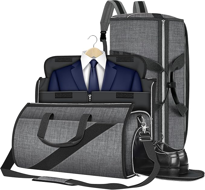 Convertible Garment Bag with Shoulder Strap, Carry on Garment Duffel Bag for Men Women - Hanging Suitcase Suit Travel Bags