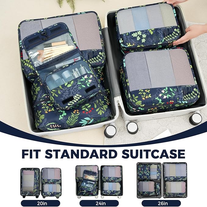 BAGAIL 9 Set Packing Cubes Luggage Packing Organizers for Travel Accessories