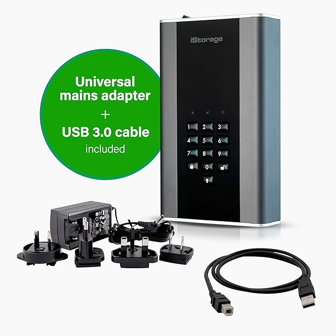 iStorage diskAshur DT2 256-bit 20TB | FIPS Level 3 Certified | Secure encrypted Desktop Hard Drive | Password Protected