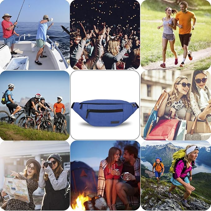 MAXTOP Large Crossbody Fanny Pack with 4-Zipper Pockets,Gifts for Enjoy Sports Festival Workout Traveling Running Casual Hands-Free Wallets Waist Pack Phone Bag Carrying All Phones