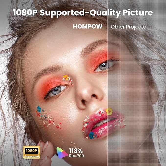 Mini Projector with Two -Way Bluetooth, Portable Projector for Home Theater Use, Support 1080P for Outdoor Projector/Movie Projector Compatible with HDMI, USB, Laptop, TV Stick (Orange)