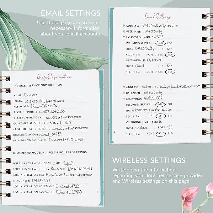 PLANBERRY Password Book Premium – Small Internet Address Organizer with A-Z Tabs – Pocket Website Password Keeper with Alphabetical Tabs – 4.7x5.7″, Hardcover (Natural Green)