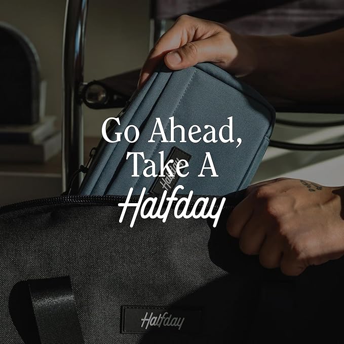 Halfday Sidekick Tech Organizer Kit | Flip-Out Kickstand for Phone/Tablet, Zip-Flat Pouch with Power Mesh & Elastic for Cable & Charger (Splash-Resistant Travel Electronics Accessories Case), Shadow