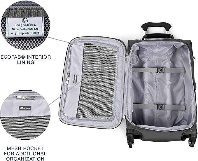 Travelpro Maxlite 5 Softside Expandable Carry on Luggage with 4 Spinner Wheels, Lightweight Suitcase, Men and Women, Shadow Grey, Compact Carry on 20-Inch