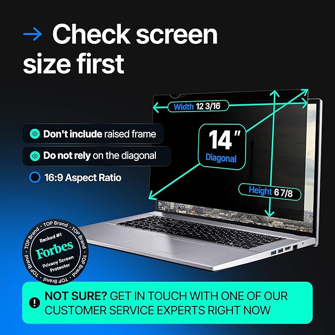 VINTEZ [2 Pack] 14 Inch 16:9 Privacy Screen for Computer Monitor and Laptop - Anti Glare Protector Film Blue Light Filter Eye Protection - Computer Screen Privacy Shield