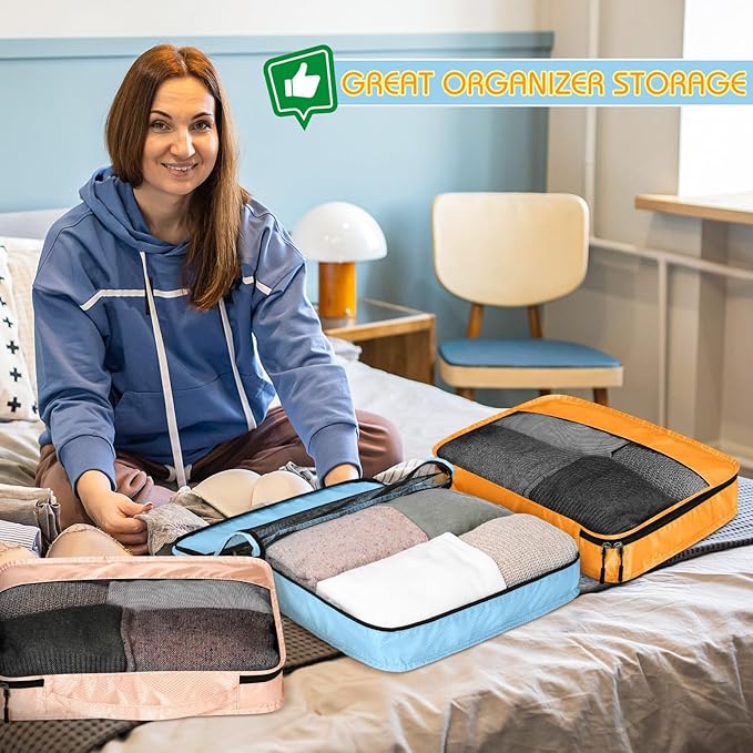 5 Pcs Packing Cubes for Suitcase Large Travel Cubes Carry on Luggage Organizer Bags for Clothes Accessories(S,Pastel)