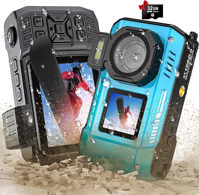 8K UHD 70MP WiFi Digital Camera with 64GB Card Rugged Waterproof Dustproof Shockproof Dual-Screen Selfie 33FT Underwater Camera for Snorkeling Autofocus Point and Shoot Digital Camera (Blue)