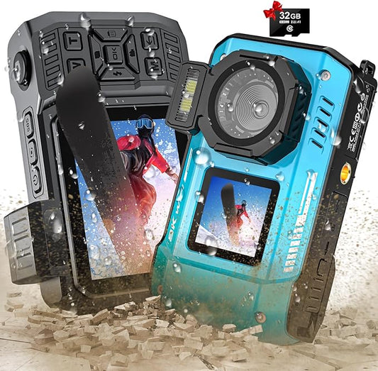 8K UHD 70MP WiFi Digital Camera with 64GB Card Rugged Waterproof Dustproof Shockproof Dual-Screen Selfie 33FT Underwater Camera for Snorkeling Autofocus Point and Shoot Digital Camera (Blue)