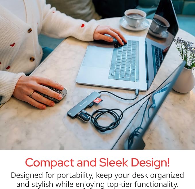 Verbatim USB-C Essentials Multiport Hub – 7 Ports: (2) USB-A 3.0/3.2 Gen 1, (2) USB-C 3.0/3.2 Gen 1, SD and Micro SD Card Slots with 4K HDMI and Up to 100W Power Delivery