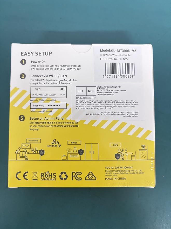 GL.iNet GL-MT300N-V2 (Mango) Portable Mini Travel Wireless Pocket VPN WiFi Router - 2X Ethernet Ports | USB 2.0 | OpenWrt | OpenVPN/Wireguard for Public & Hotel Wi-Fi | Easy to Set up via Admin Panel