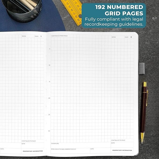 Clever Fox Engineering Notebook – Hardcover Grid Notebook with Numbered Pages, Table of Contents – Patent, Lab & Invention Journal for Engineers & STEM (Gray)
