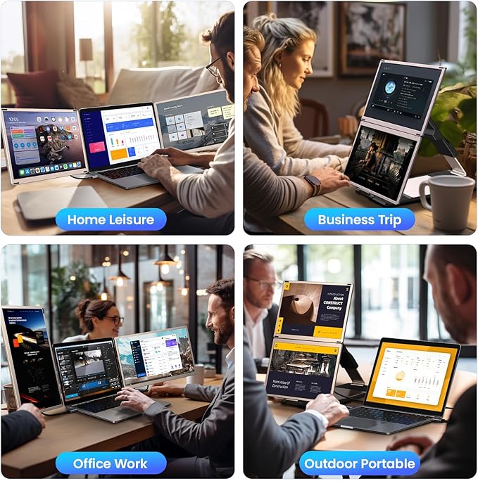 Laptop Screen Extender,Upgraded 15.6" Portable Monitor,FHD 1080P Triple Laptop Screen Extender,Detachable Dual Monitor for 13”-17” Laptops,Plug & Play,Compatible with Mac/Wins/Chrome/Dex