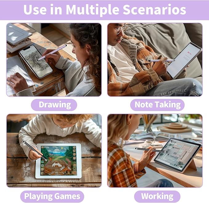 10 PCS Stylus,Stylus Pen for Touchscreen,Stylus 2-in-1 High Sensitivity & Precision Suitable for Touch Screens of iPhone/ipad/Android Tablets(10 Stylus Pen Purple/Black + 20 Tips)