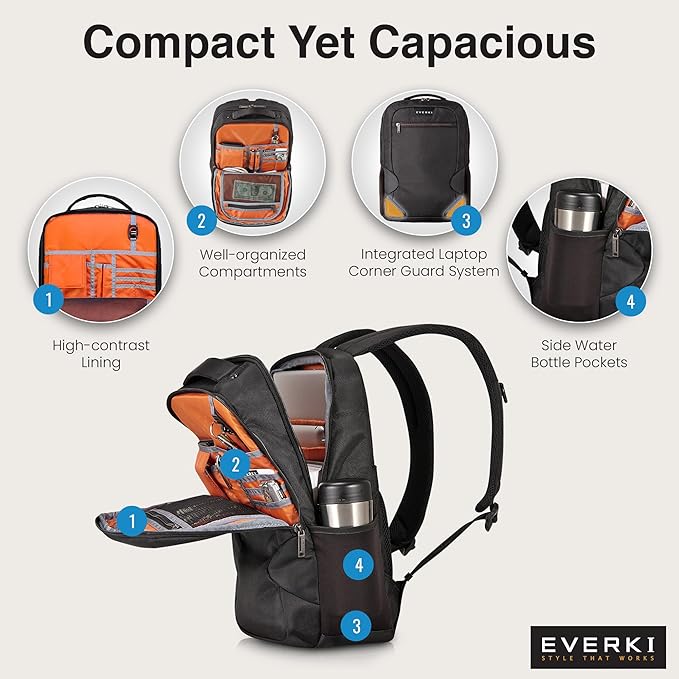 EVERKI Studio Expandable Laptop Backpack for Men & Women (14 Liters Capacity)
