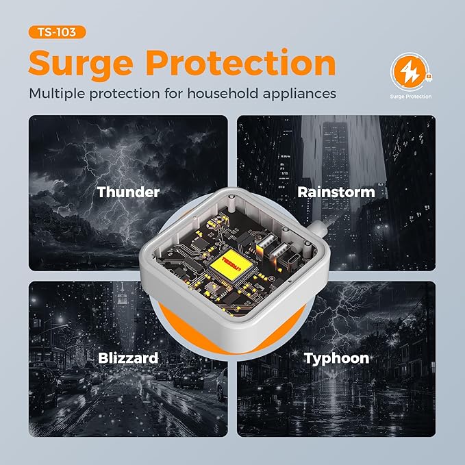 Extension Cord Flat Long Power Strip 15 FT, TESSAN Surge Protector Power Strip with USB Ports (1 USB C), Flat Wall Outlet Extender with 3 Outlets for Home, Office, School, Dorm Room Essentials